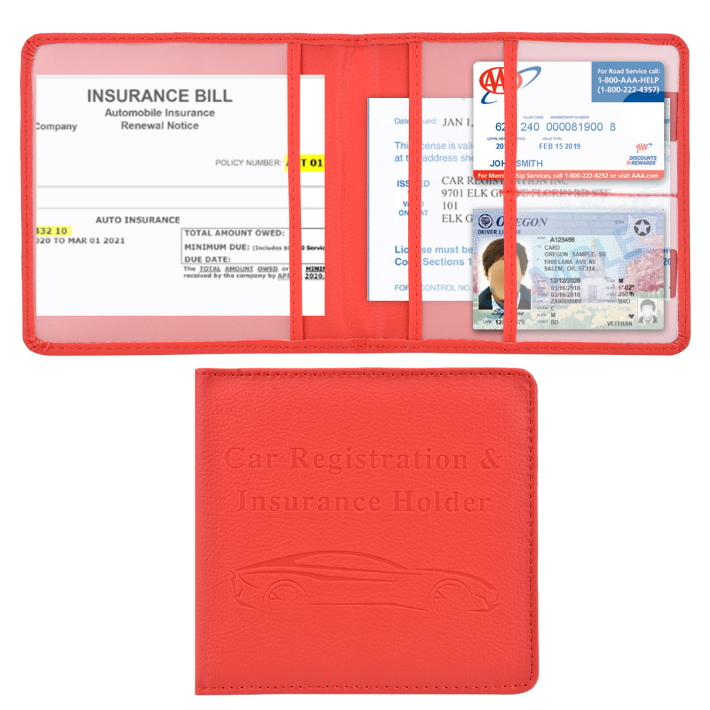Vehicle Glove Box Car Organizer Men Women Wallet Accessories Case for Cards, Red