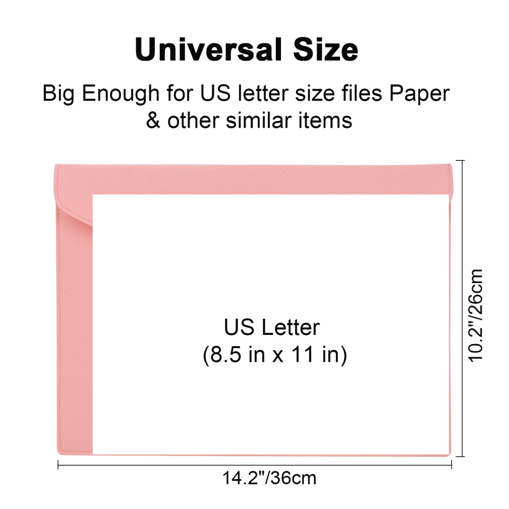 File Bag, 2 Pack Felt Letter Size Paper Portfolio Case, School Supplies( Nude Pink/Purple)